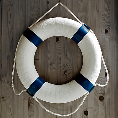 white color life buoy ensuring life protection with insurance