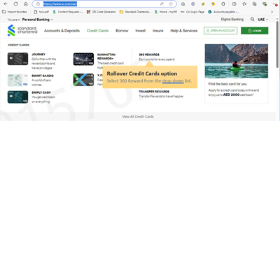 Standard Chartered 360 Rewards-sign in form
