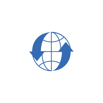 icon showing globe with a transfer symbol implying international account transfers