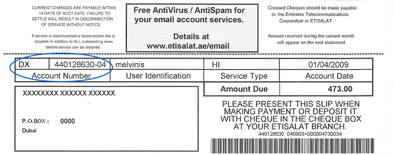 Specimen Copy - Etisalat Al Shamil Broadband Internet