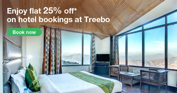 Enjoy flat 25% off* on hotel bookings at Treebo