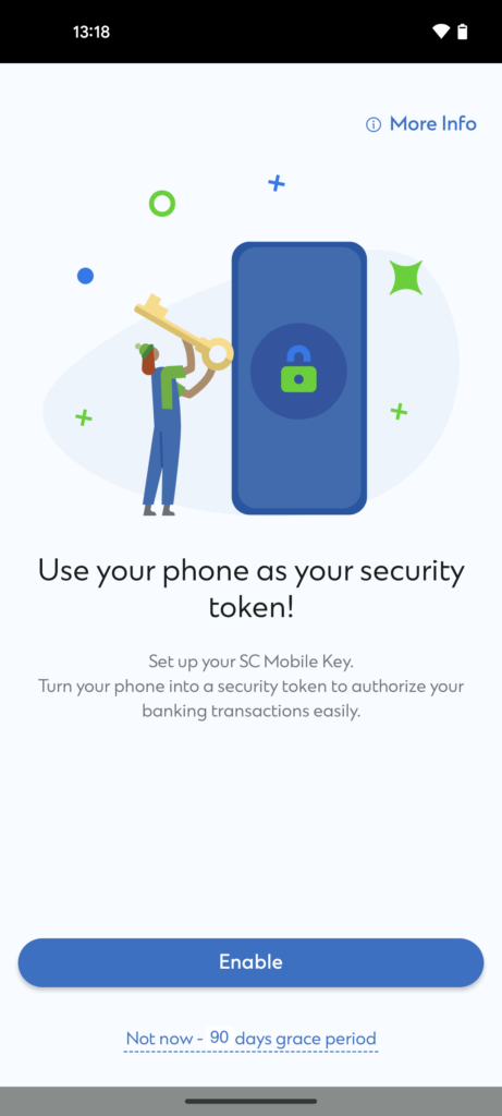 Click on Enable Now to set up the SC Mobile Key
