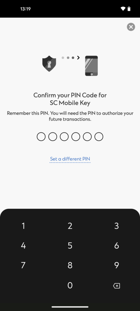 Set and confirm your 6-digit SC Mobile Key