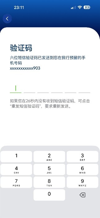 输入接收的短信验证码
