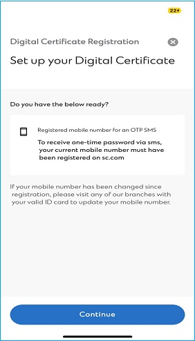 Confirm to receive one time password for registration