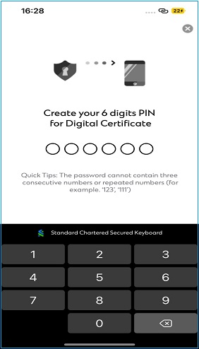 Create 6-digit PIN for digital certificate