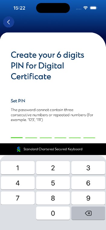 Create 6-digit PIN for digital certificate