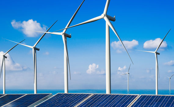 Wind farm and solar panels