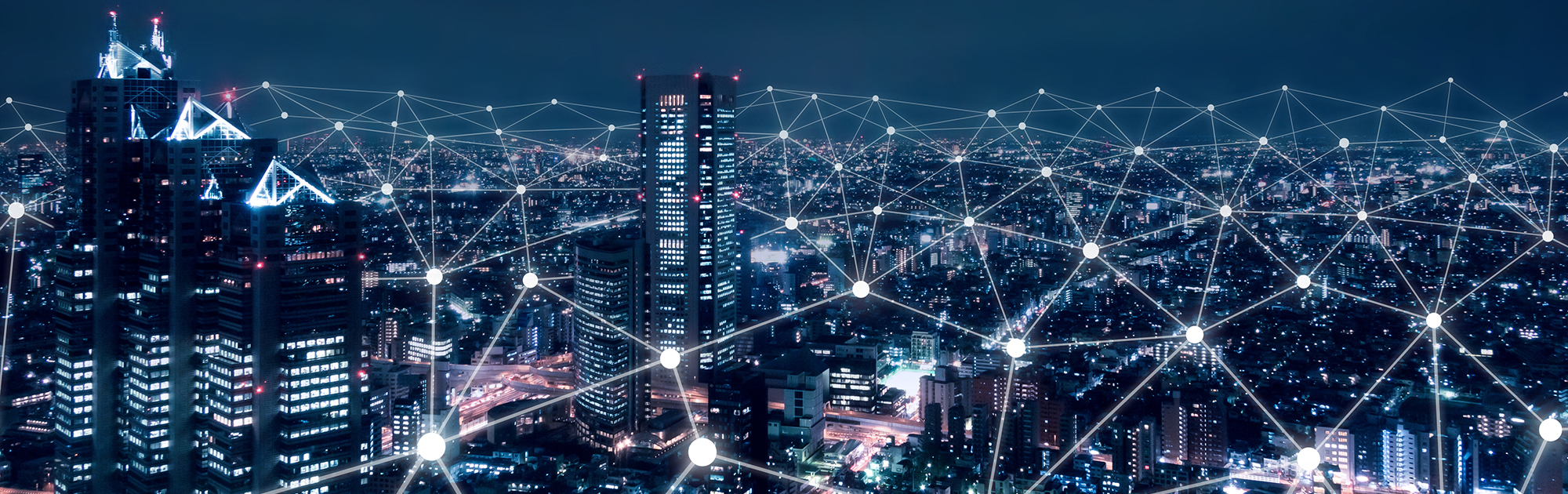 Digitised cityscape at night