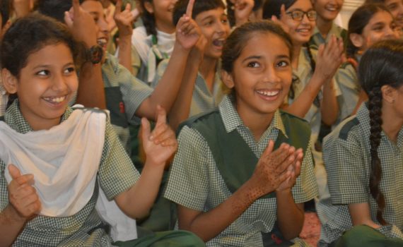 Children crowd