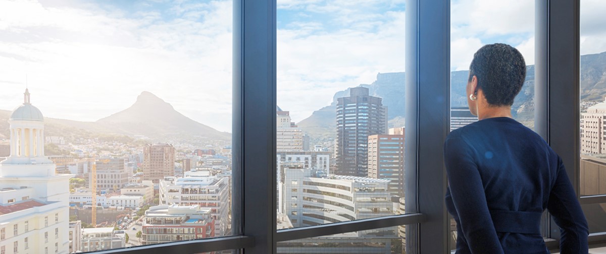 Office overlooking city