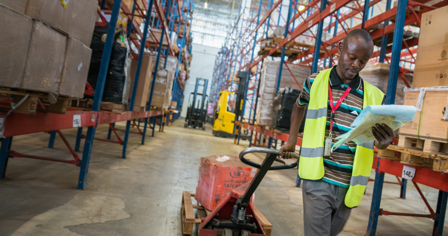 Man in warehouse