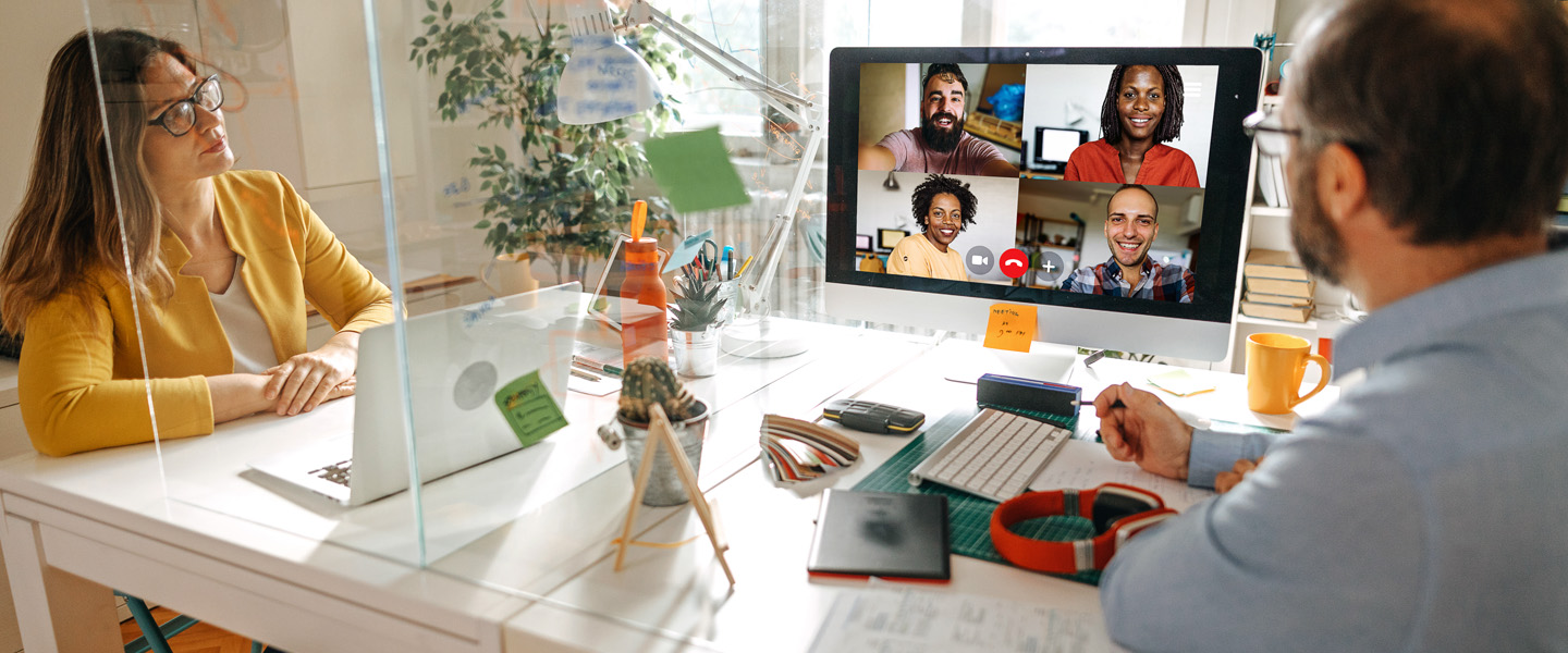 people having meeting over video call
