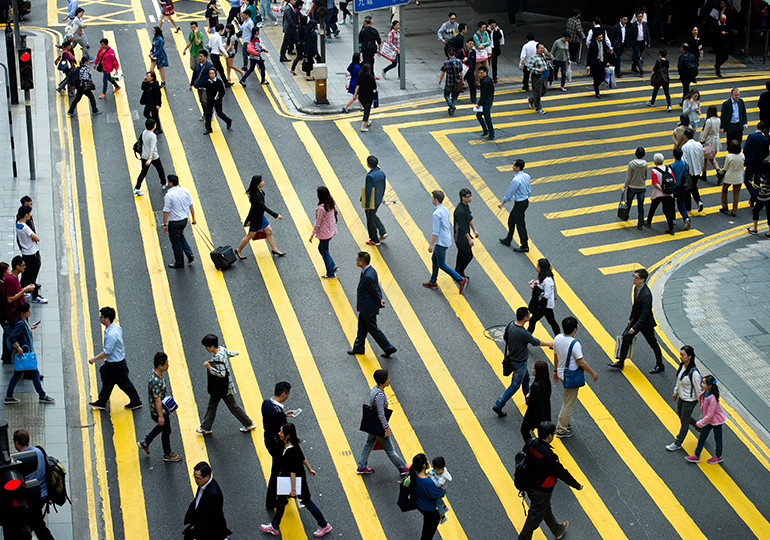 people using zebra crossing