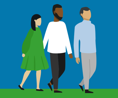 graphic of 3 people walking