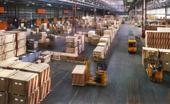 inside of large warehouse