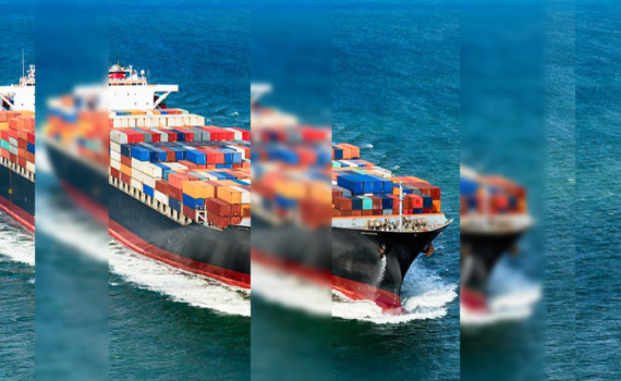 Cargo ship with containers