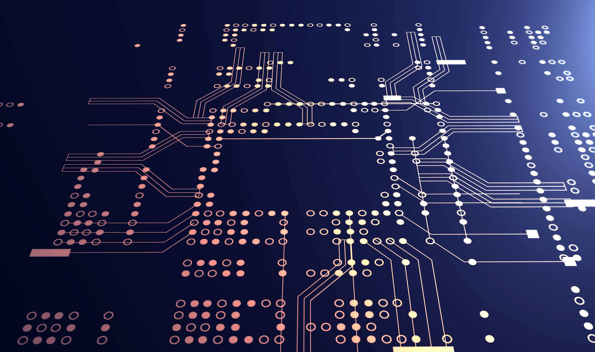 3D rendering of blue circuit board