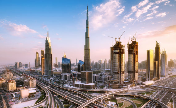 View of Burj Khalifa in Dubai, Middle East
