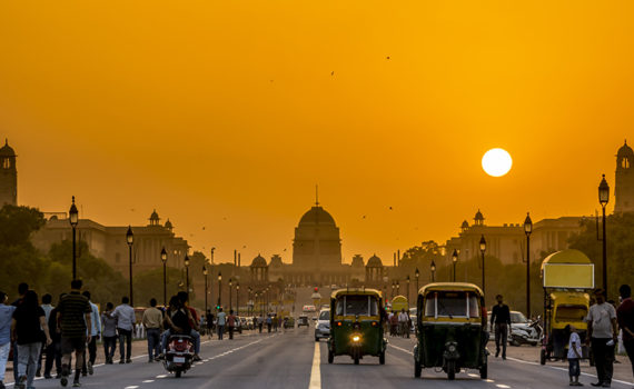 Sunset behind the President Residence, New Delhi
