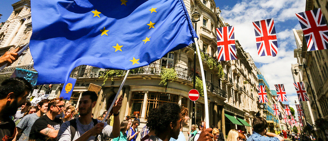 EU flag on London street