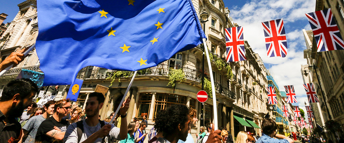 EU flag on London street