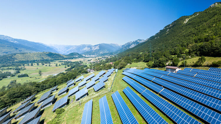 Solar farm on hillside