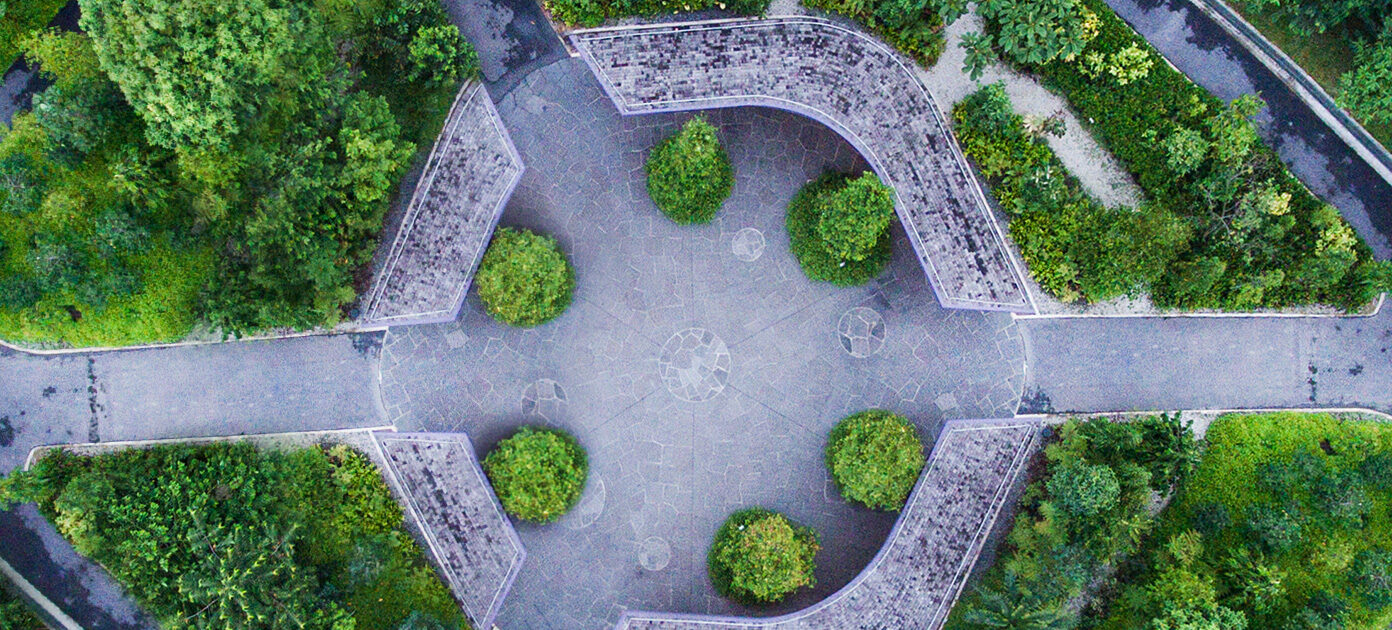 Birds eye view of green space