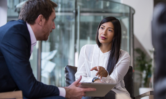 man and woman having a business meeting