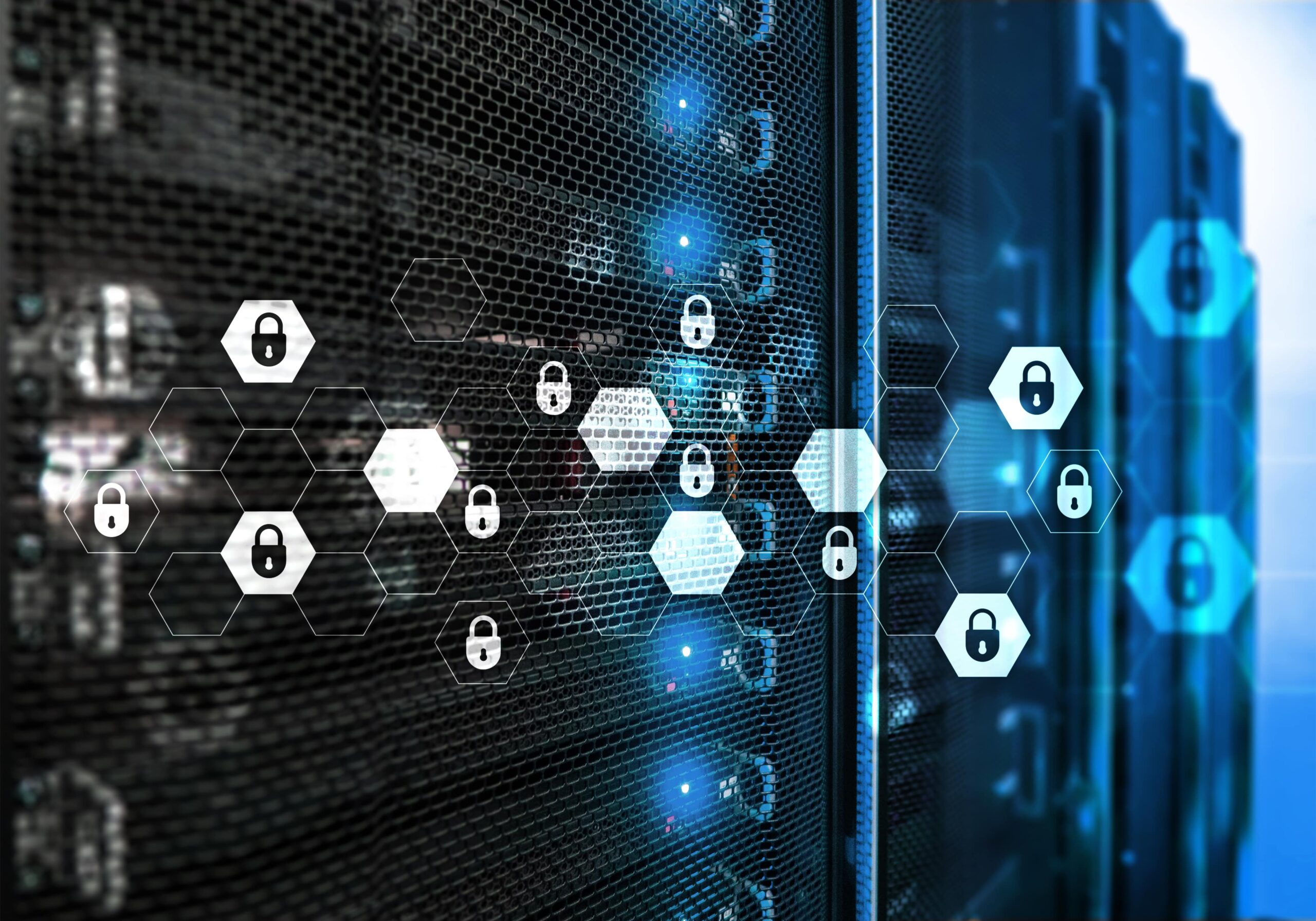 Closed padlocks with an abstract background depicting internet security