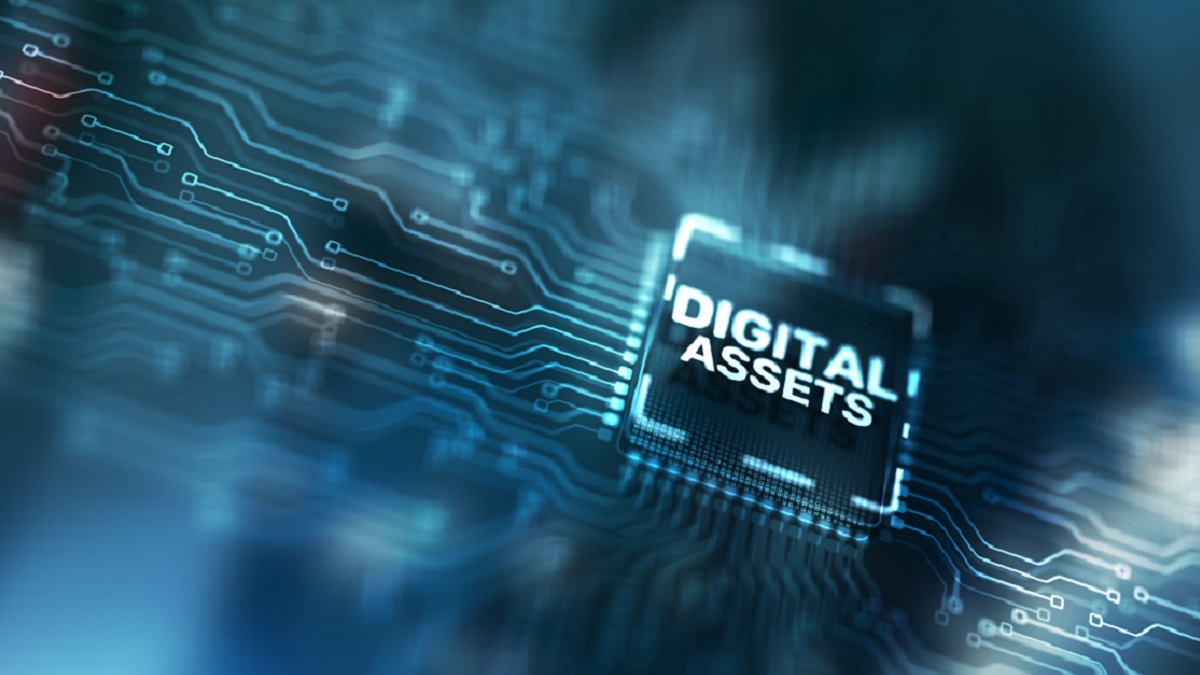 Circuit board with the word Digital Assets