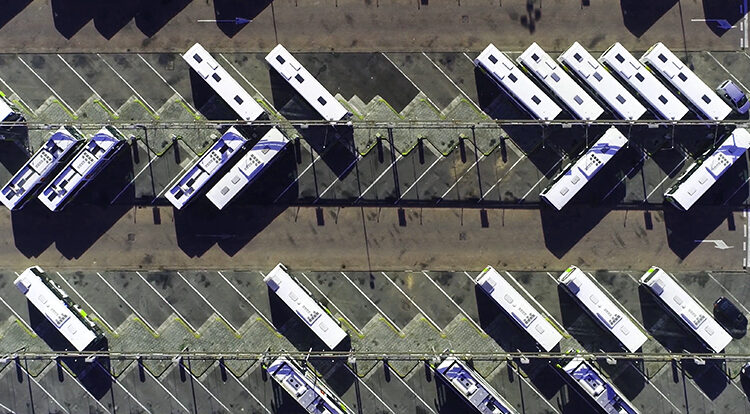 Electric buses charging.