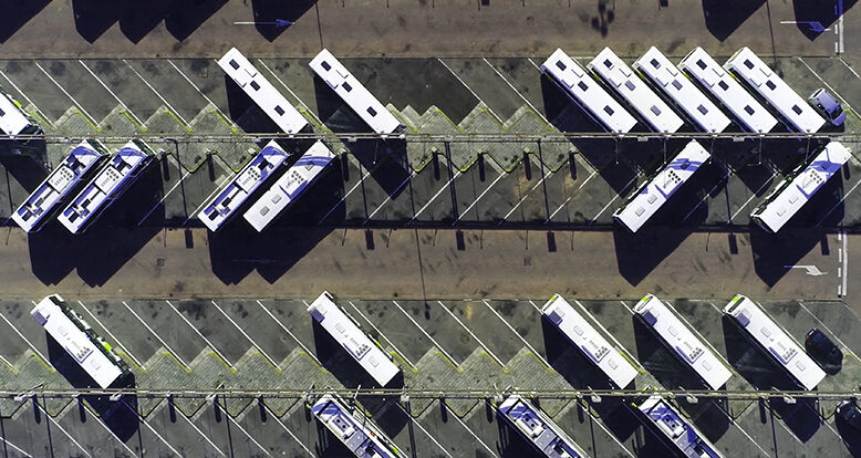 Electric buses charging.