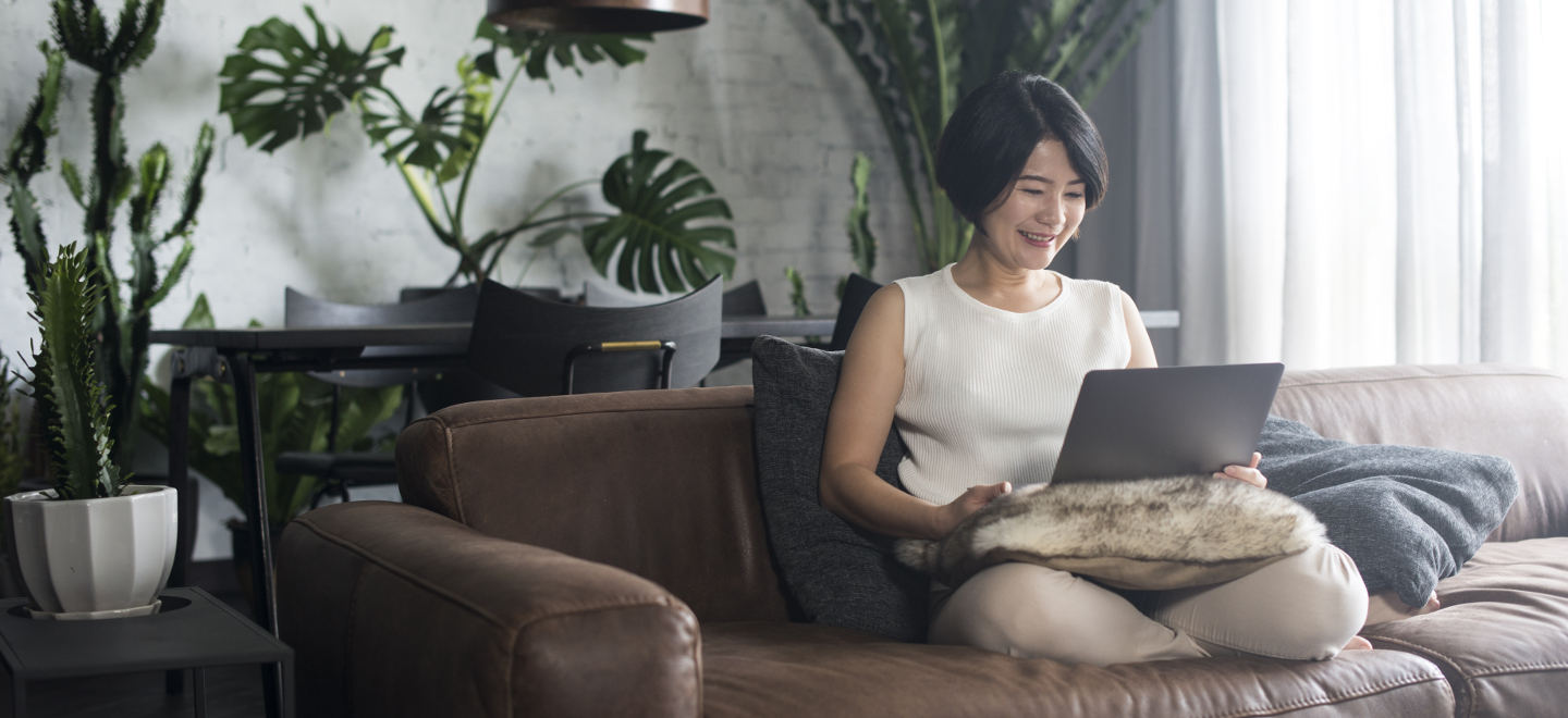 Woman working at home