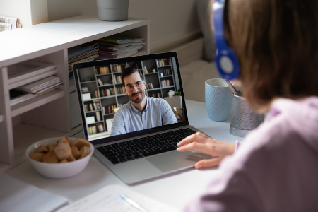 Woman e-learning at home