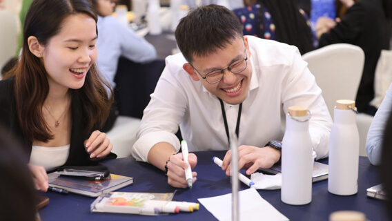 Employee at an event