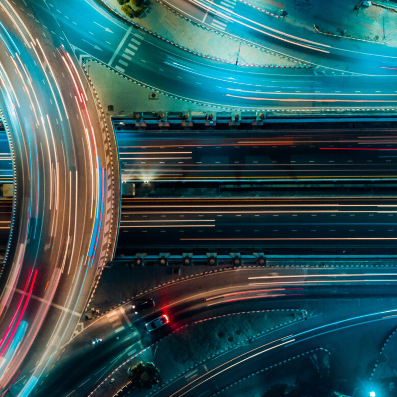 Roads with cars and lights