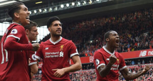 Liverpool FC players celebrate a goal