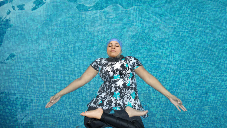 Madhavi in a pool