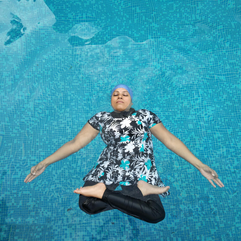 Madhavi in a pool