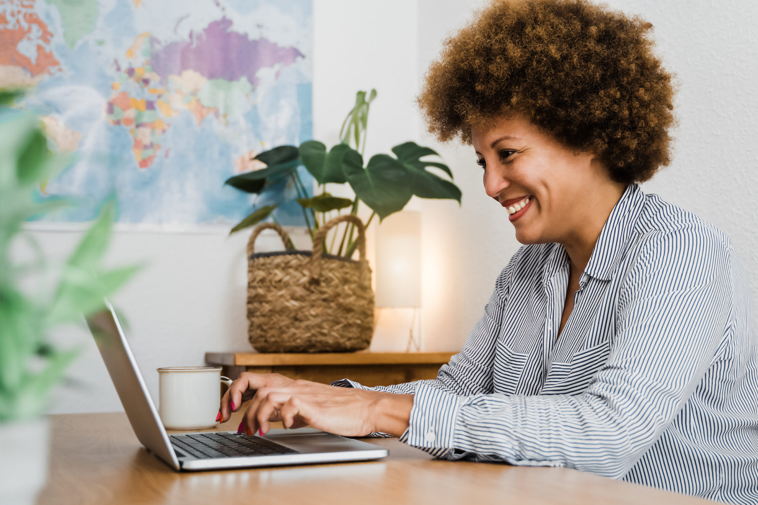 A woman using her laptop