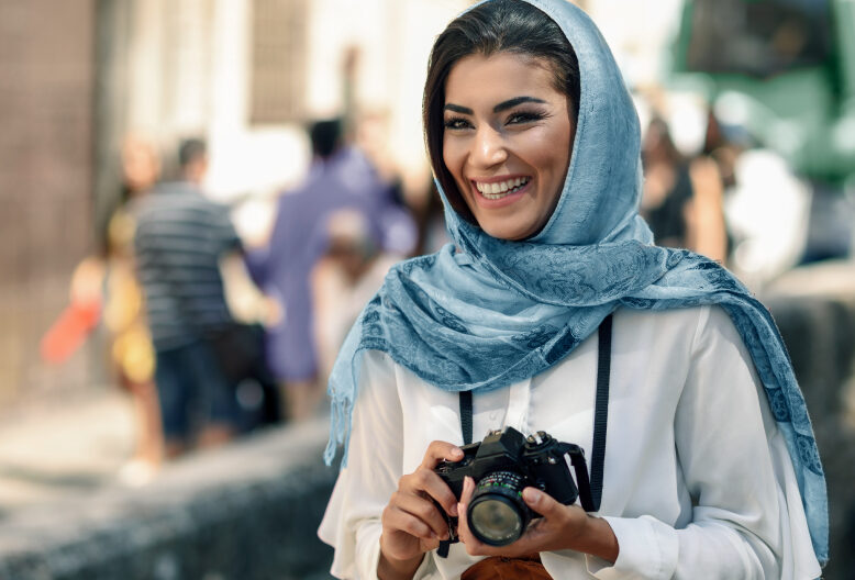 woman with camera