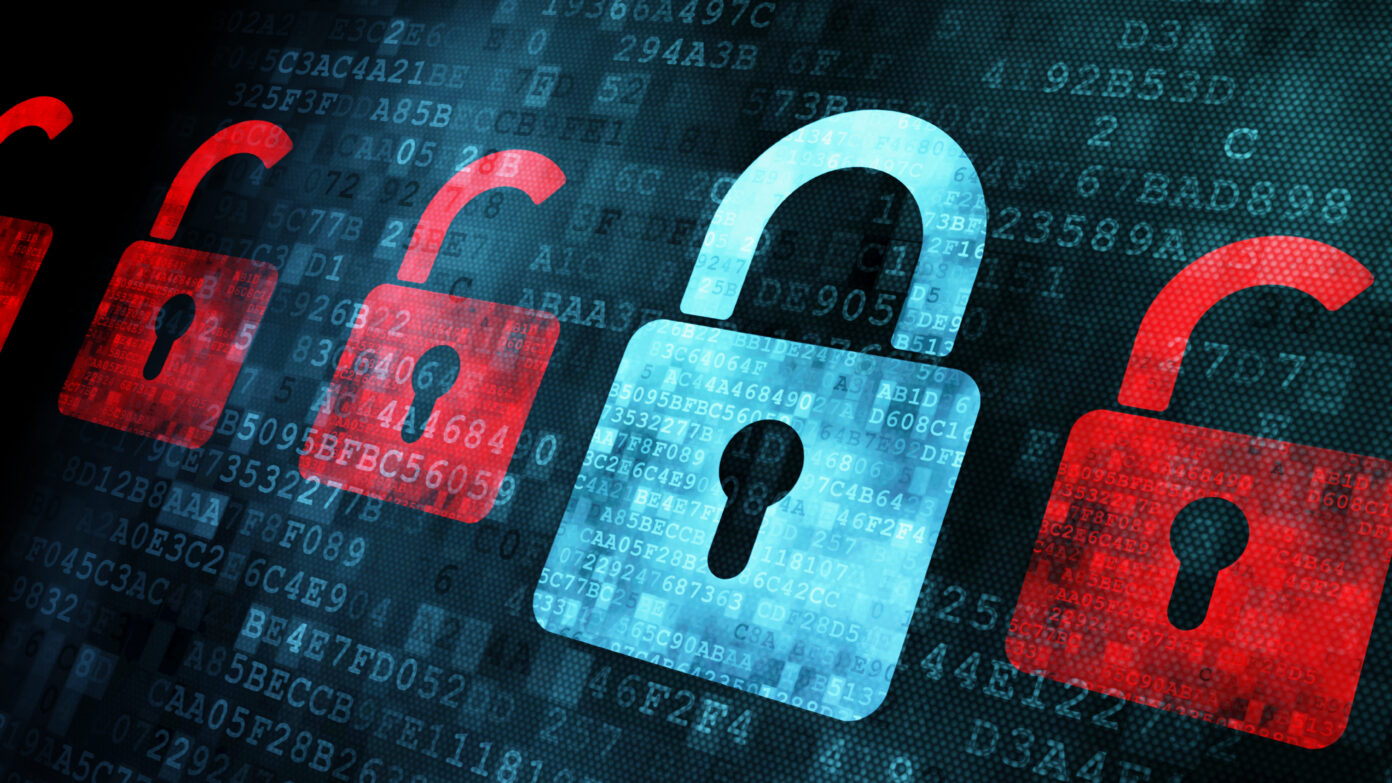 Four digital locks depicting cyber security