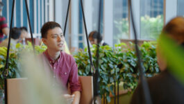 A person in a meeting area