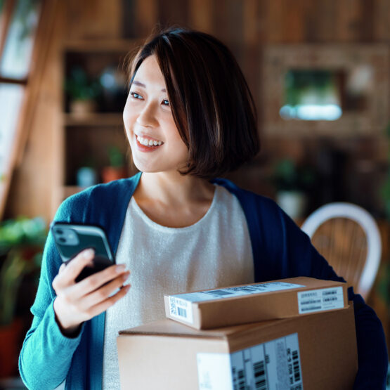 small business owner with parcels