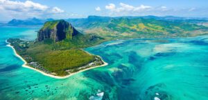 The coastline of Mauritius.