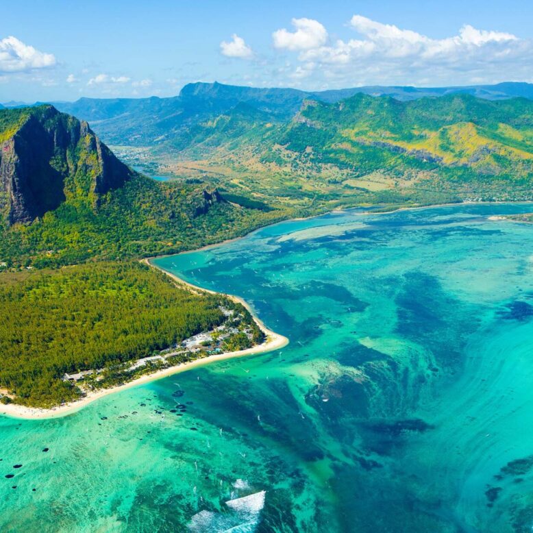 The coastline of Mauritius.