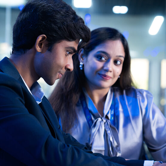 two colleagues work together