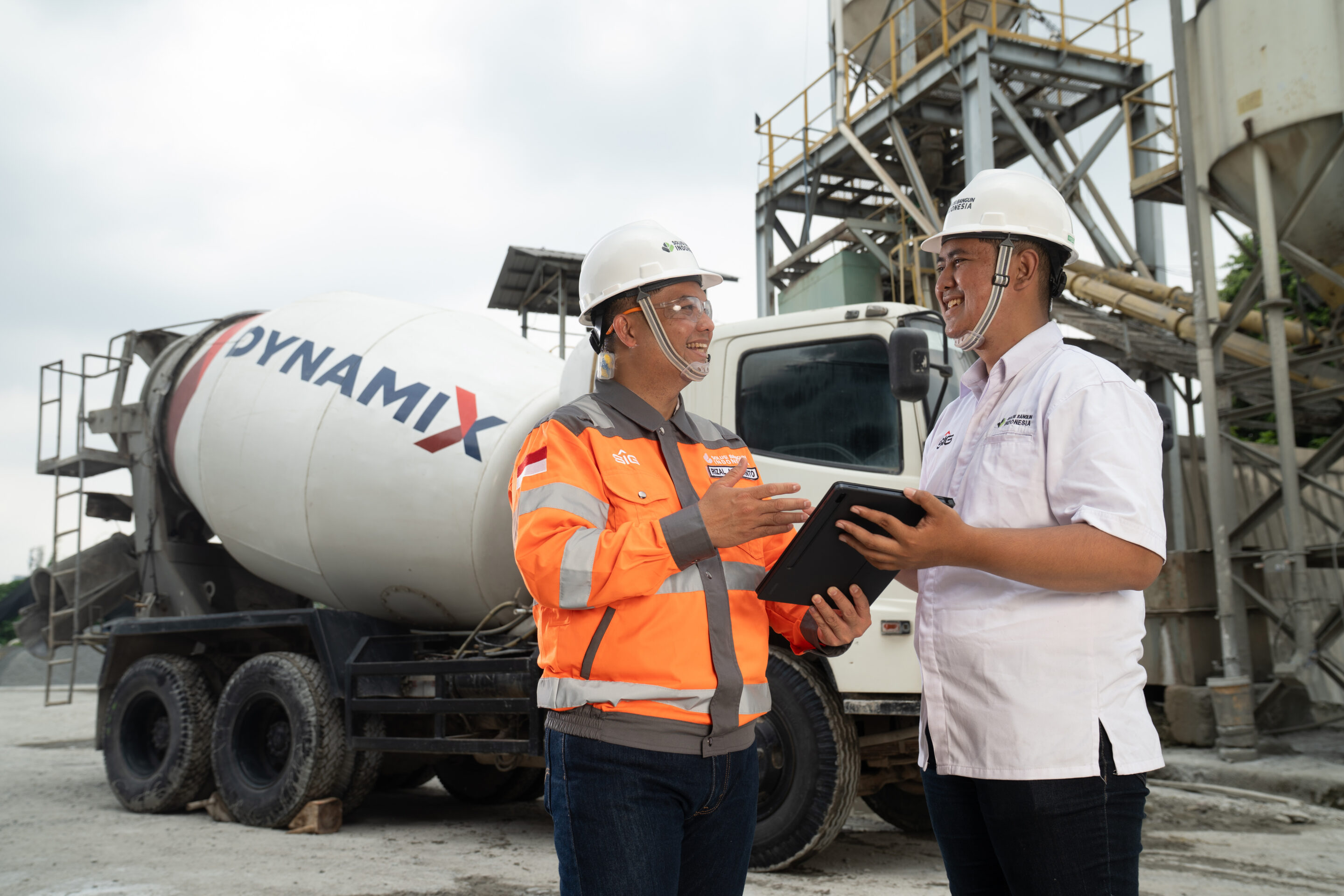 Two men at construction site