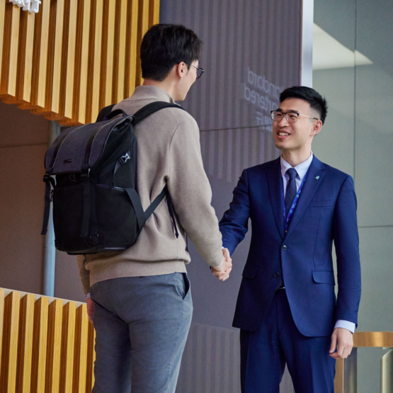 Two colleagues shaking hands